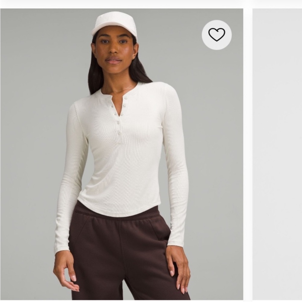 Lululemon Hold Tight Long Sleeve Henley Size 8 Bone